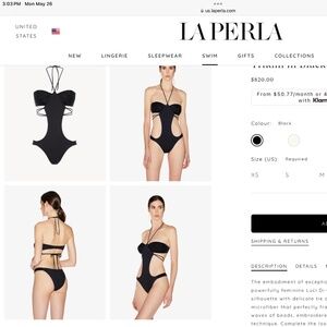 LA PERLA LUCI DI CAPRI Trikini in Black with beading size XS NWT